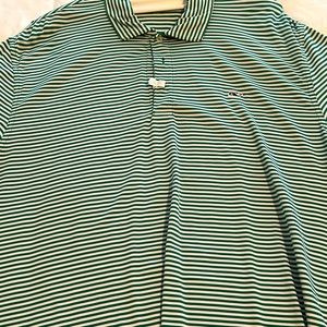 Vineyard Vines Green/White Striped Golf Shirt; XXL